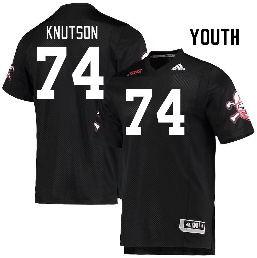 Youth #74 Brock Knutson Nebraska Cornhuskers College Football Jerseys Stitched Sale-Black - Click Image to Close
